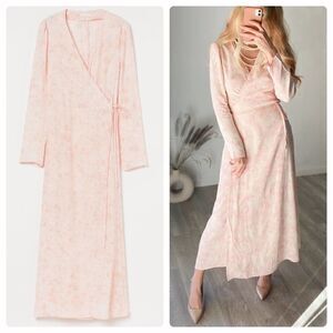 H&M Rayon Wrap Dress Light Pink New Midi Flowy